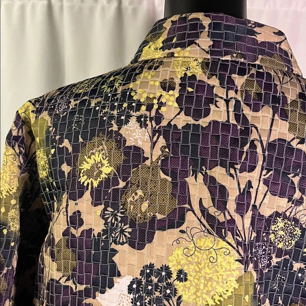 Christopher & Banks Multicolor Floral Print 3/4 Sleeve Button Front Jacket - Picture 11 of 16